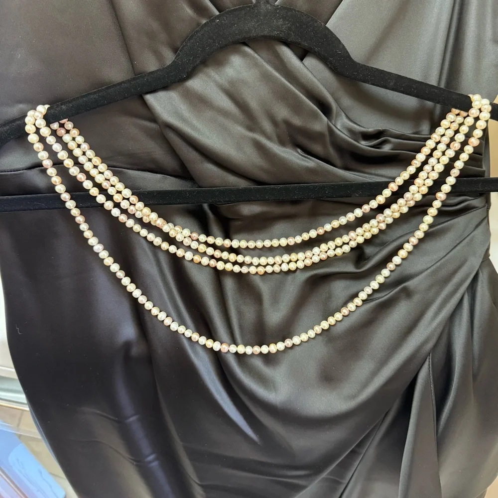 Authentic Pearl Necklace 70” multicolored Single Strand Pink Cream Tan Elegant - Picture 8 of 13